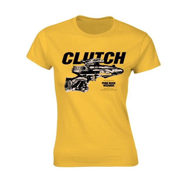 Clutch - Camiseta Pure Rock Wizards para Mujer (Amarillo, Negro)