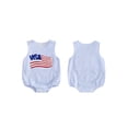 thumbnail image 2 of BemeyourBBs Newborn Baby Boy Girl 4th of July Outfit Patriot Independent Day Clothes Summer Bubble Romper Sleeveless Stripes Embroidery USA Flag Fourth of July Bodysuit Overalls Playsuit Jumpsuit, 2 of 9