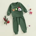 thumbnail image 4 of Gzhioc Toddler Baby Gilrs Boys Christmas Outfit 6 12 18 24 Months 2T 3T 4T Tree Santa Claus Crew Neck Long Sleeve Pullover and Pants 2 Pcs Clothes Set, 4 of 8
