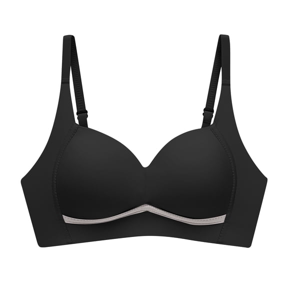 XFLWAM Wireless Push Up Bra for Women Super Soft Wireless Lightly Lined Comfort Bras Black 32C