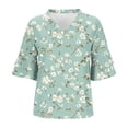 thumbnail image 5 of Womens Tops Dressy Casual Ruffle 3/4 Sleeve V Neck Double Chiffon Blouses Tops 2026 Spring Summer Outfits, 5 of 7