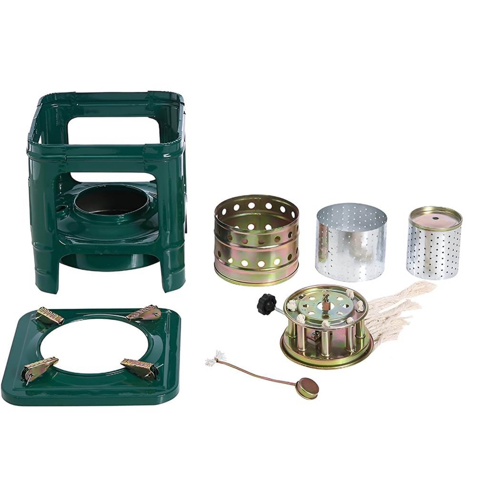 Picnic Burner Furnace, 8-Wick Portable Camping Oil Stove, Outdoor Diesell Cooking Stove, Portable Kerosene Diesel Alcohol Stove, Adventure Cookware Burner for Backpacking Hiking Adventure (Green)