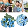 thumbnail image 5 of 10-Piece Blue Roses Bouquet with Baby's Breath – Sky Blue Artificial Rose Heads for Wedding Centerpieces & Table Décor (Plastic), 5 of 8