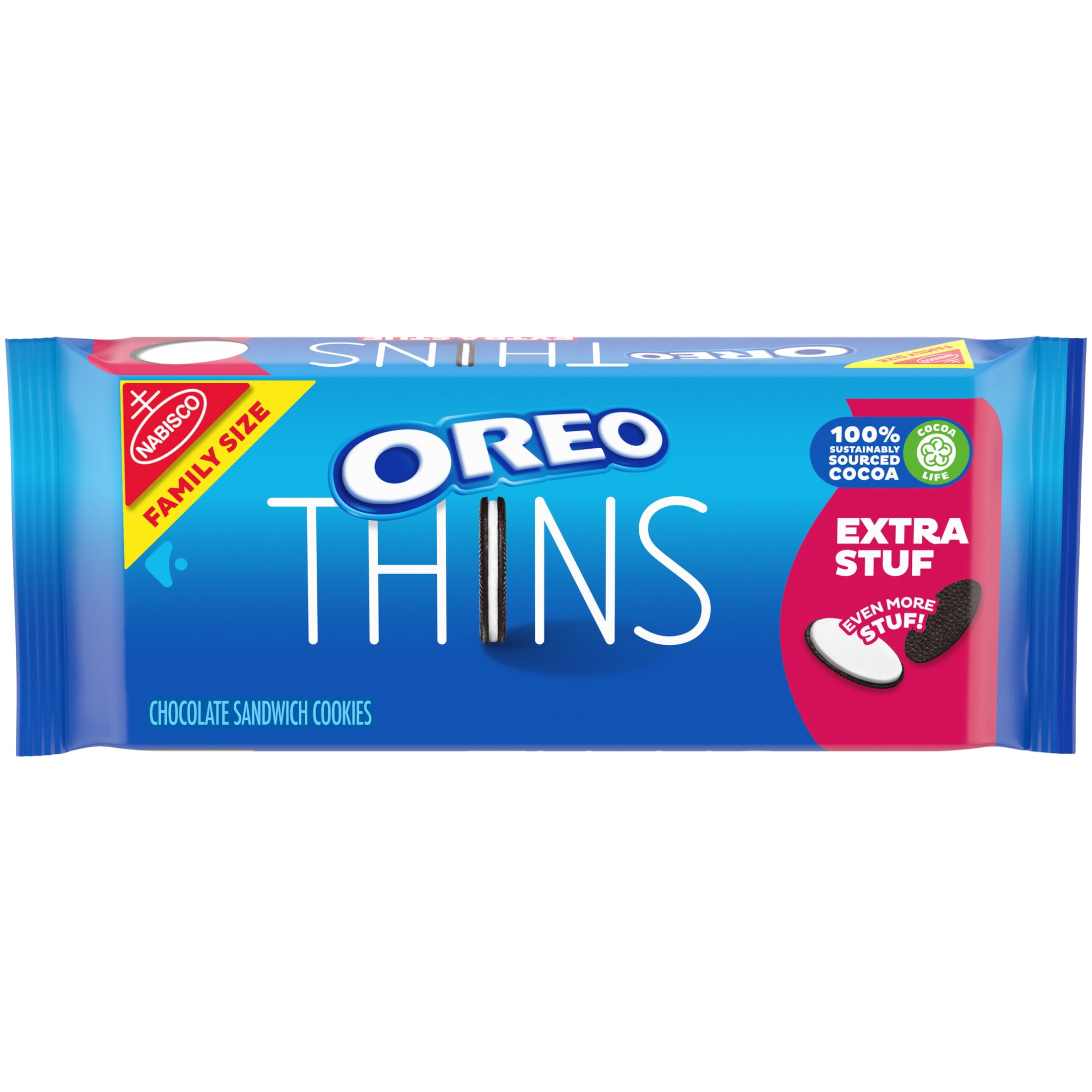 (3 pack) OREO Thins Extra Stuf Chocolate Sandwich Cookies, Family Size, 13.97 oz