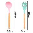 thumbnail image 2 of Juego de utensilios de cocina de silicona para cocina, 2 uds., utensilios de cocina antiadherentes resistentes al calor con mango de madera, 2 of 5