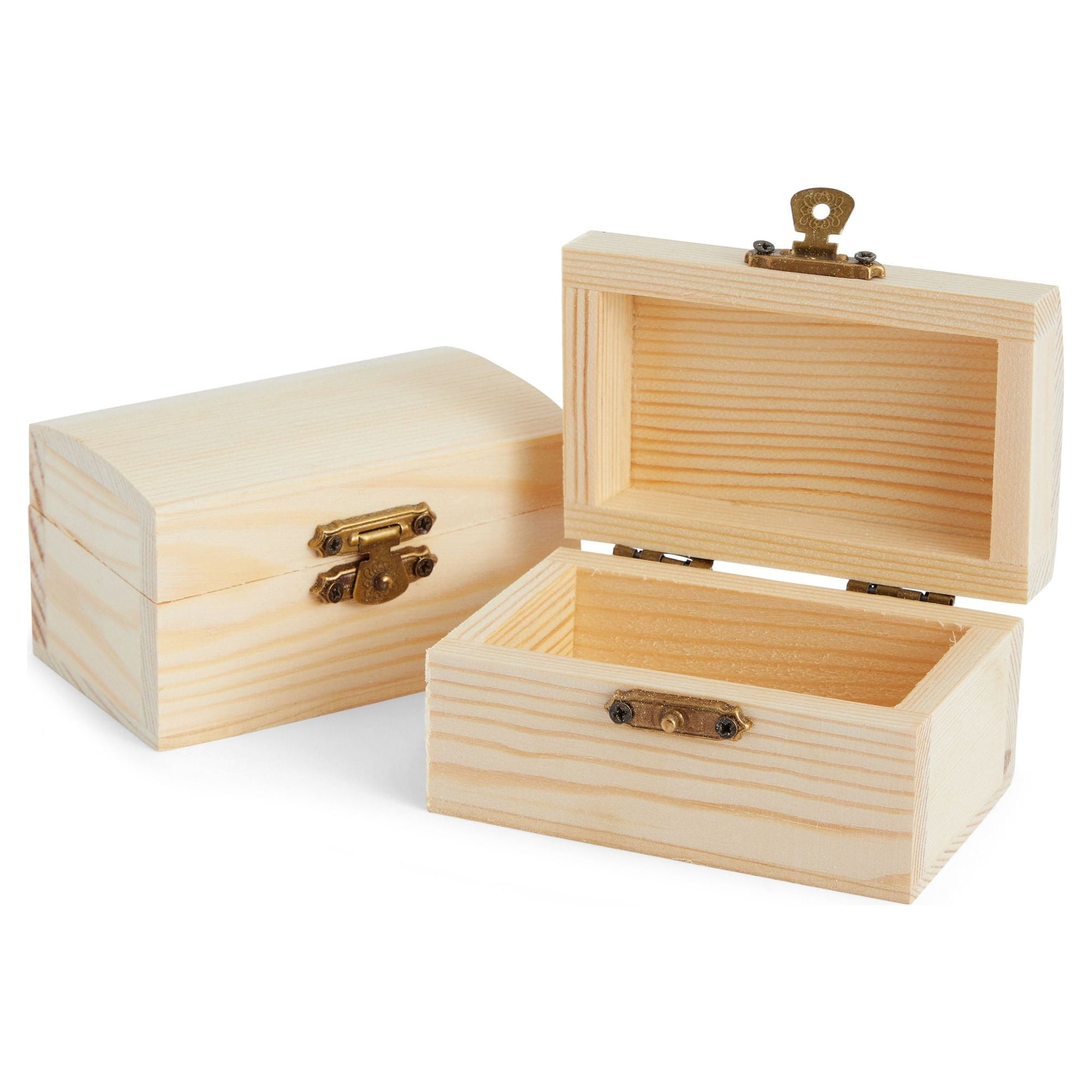 Bright Creations Unfinished Wooden Boxes for Crafts, Party Favors, Treasure  Chest with Lid and Clasp, Pirate Decorations, 3.5 x 2.2 x 2 In