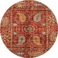 thumbnail image 1 of Ahgly Company Machine Washable Indoor Round Abstract Bronze Brown Area Rugs, 5' Round, 1 of 7