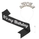 thumbnail image 1 of Es mi banda de cumpleaños con diadema para decoración de corona de fiesta en negro y dorado, 1 of 6