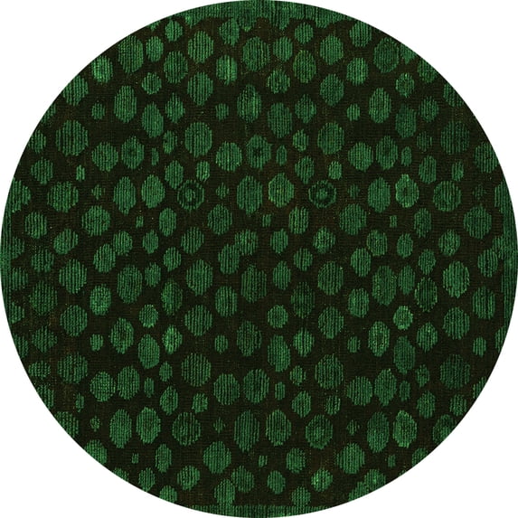 Ahgly Company Indoor Round Abstract Green Modern Area Rugs, 8' Round