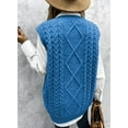thumbnail image 5 of Dokotoo Women's Blue Cable Knitted Sweater Vest Oversized Sleeveless Sweaters Tops Loose V Neck Winter Knit Tank Casual Oversize Warm Vest, US 12-14(L), 5 of 7