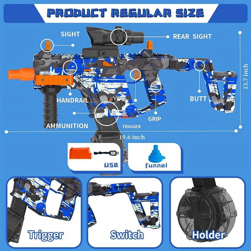 Gel Ball Blaster Ideal Gift Splatter Gel Ball Blaster for Outdoor Backyard Game Activities 14+ Years Old SY-0065