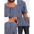 thumbnail image 7 of DARING DIVA Men's Ripped Henley Retro Short Sleeve Button Down T-Shirt S Gray Blue, 7 of 7
