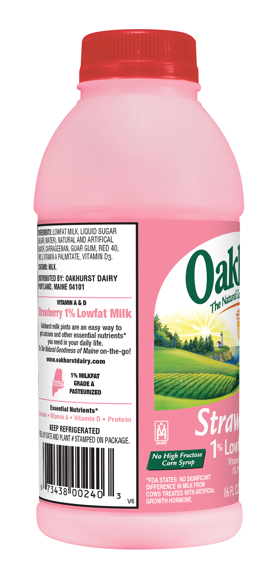 Oakhurst Fat Free Strawberry Milk 1 Pint Walmart Com