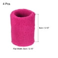 thumbnail image 2 of Uxcell 8x8cm Sport Wrist Bands Terry Absorbent Athletic Sweatband, Rose Red 4 Pack, 2 of 6