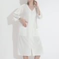 thumbnail image 4 of Defitshape Women's Waffle Robe Lightweight Zip Up Bathrobe Zipper Housecoat Duster Robe Casual House Coat Nightgown 3/4 Sleeve Housedress Side Split Pockets White Large, 4 of 5