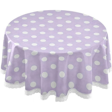SKYSONIC Polka Dot Round Tablecloth 60 inch Waterproof Tablecloth Stain Resistant and Wrinkle Decorative Patio Table Cloths for Kitchen Dinning Room Party Home Garden Picnic