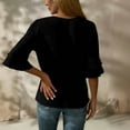 thumbnail image 4 of qucoqpe Blouses for Women Dressy Casual Tie Front Short Ruffle Sleeve Boho Tops Summer Fashion V Neck Loose Fit T-Shirt, 4 of 9