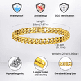 thumbnail image 3 of 14K Yellow Gold Cuban Chain Bracelets for Men,Miami Curb Link Chain Wristband,Classic Punk Jewelry, 3 of 6