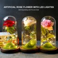 thumbnail image 4 of Labymos Artificial Rose Flower with LED Lights Glass Dome on Wood Base Forever Artificial Forever, 4 of 8