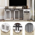 thumbnail image 6 of 71'' Multi- Functional Dog Crate Furniture for 2 Dogs with Divider and Sliding Doors, Large Dog Kennel with Storage Drawer and Tilt Out Trash Cabinet, Whilte, 6 of 7