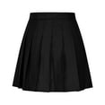 thumbnail image 6 of Women Girls Short Skirts High Waist Pleated Skater Tennis Skirt Summer Solid Color Cotton Linen Skirt Anti-Exposure Safety A Line Mini Skirts, 6 of 9