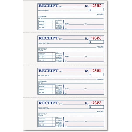 TOPS 46806 Receipt Book,Carbonless,2-Part,2-3/4-Inch x7-1/4-Inch,200/BK,WE/CA