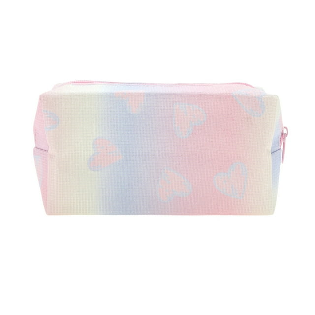 Bolsas de maquillaje ombre con forma de almohada de 1 pieza, glitters, rosa y amarillo, poliéster