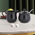 thumbnail image 6 of QSTDGVPW Ceramic Sugar Bowl with Lid and Spoon Durable Creamer Pitcher Set for Coffee Tea Black, 6 of 9