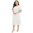 thumbnail image 6 of EFINNY Women's Plus Size Nightgowns Short Sleeve Lace Panels Sleepwear Round Neck Flutter Sleeve Nightwear Soft Homewear, 6 of 7