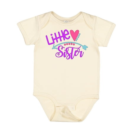 

Inktastic Little Sister Heart and Arrow Gift Baby Girl Bodysuit