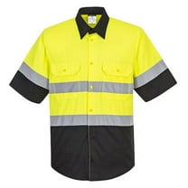 Portwest E067 Mens Reflective Two-Tone Hi-Vis Short Sleeve Work Shirt Yellow/Black, 3X-Large