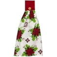 thumbnail image 3 of Set of 6, Christmas Tie Kitchen Towels 100% Cotton, Snowman Happy Holiday Wishes, Cardinal, Red Poinsettia Flower, Believe in The Magic of Christmas.Size: 16" x 18" x 3.5". (Design A), 3 of 7