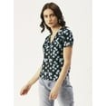 thumbnail image 5 of DressBerry Women’s Printed Poly Crepe Top V Neck Buttoned Front Closure Short Sleeves Waist Length Regular Wear Light Weighted Woven Summer Top, 5 of 7