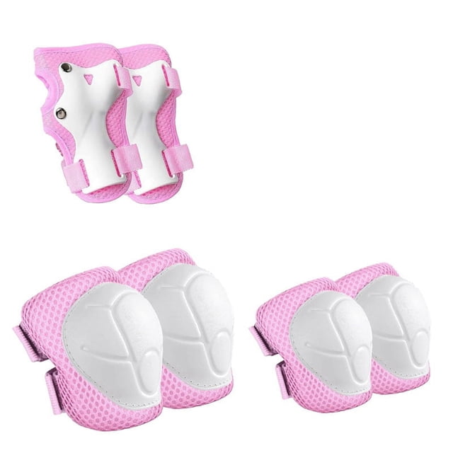Rodilleras para Niños, Juego de Coderas, Equipo Protección Niños Pequeños, Niñas y con Muñequeras Rosa