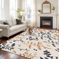 thumbnail image 2 of 6'x9' Area Rugs, Orange Grey Botanical Indoor Outdoor Area Rug for Living Room Bedroom, Rustic Country Spring Floral Summer Leaf Washable Bathroom Rugs Kitchen Floor Carpet Mats Home Decor Aesthetic, 2 of 8