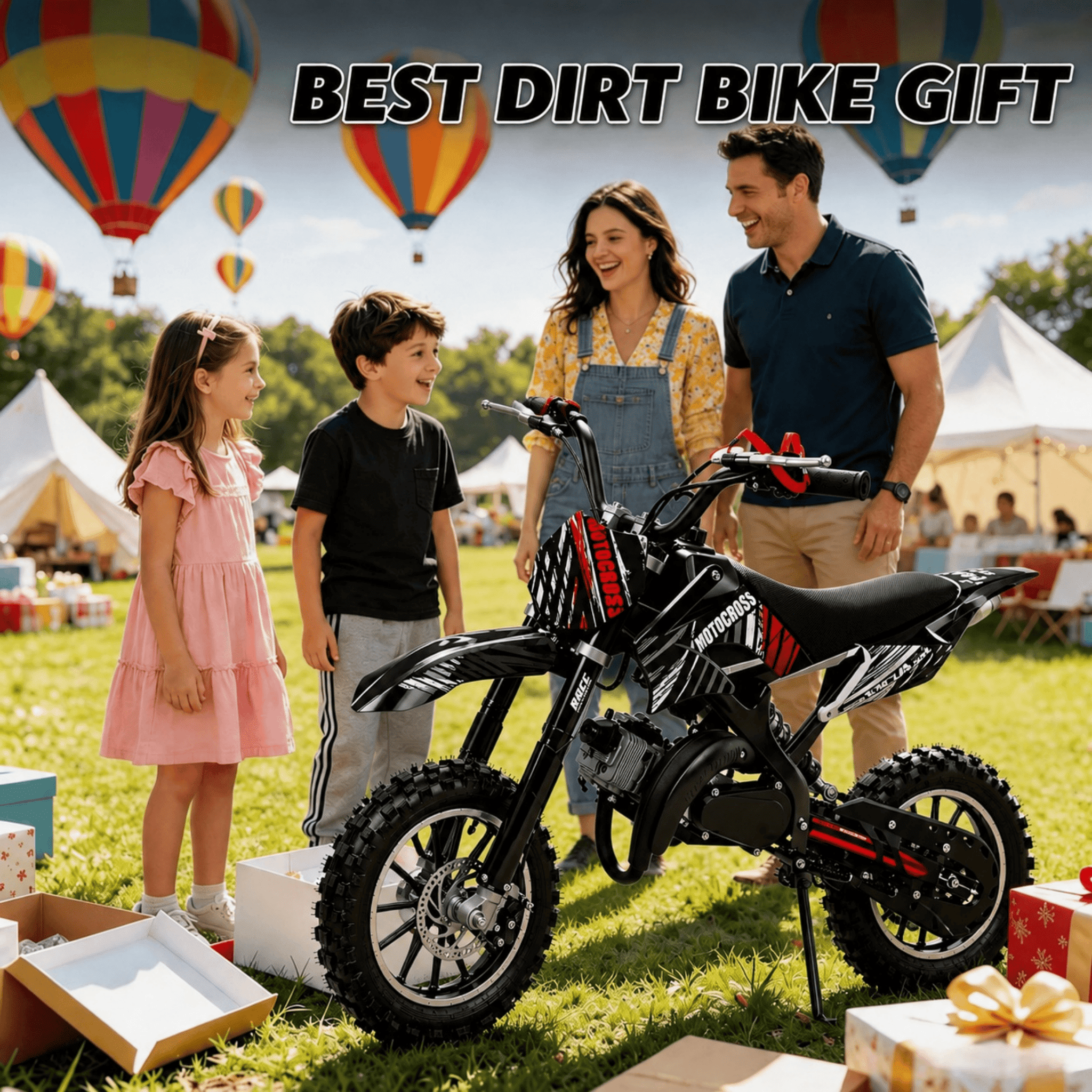 Ktoebyco 49cc Kids Mini Dirt Bike, 2-Stroke Gas-Powered Motorcycle, 1.5L Fuel Capacity, Black