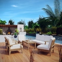 Modway Marina 8 Piece Outdoor Patio Teak Set in Natural White