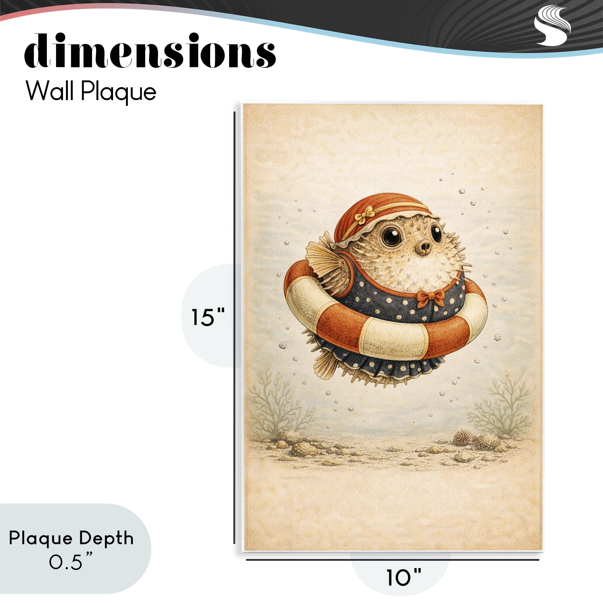 Stupell Industries Pufferfish Of Maritime Bathing Society Wall Plaque Art, design by Grotto Studios