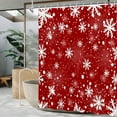 thumbnail image 3 of Snowflakes Shower Curtains Red White Christmas Abstract Xmas Snow Bathroom Decor Winter Holiday Festival New Year Rustic Farmhouse Kids Shower Curtain Waterproof Fabric with Hooks,72x84, 3 of 6