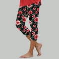 thumbnail image 2 of HCNTES Women Floral Print High Waist Capris Knee Length Slim Fit Yoga Cropped Trousers(Red,S), 2 of 5