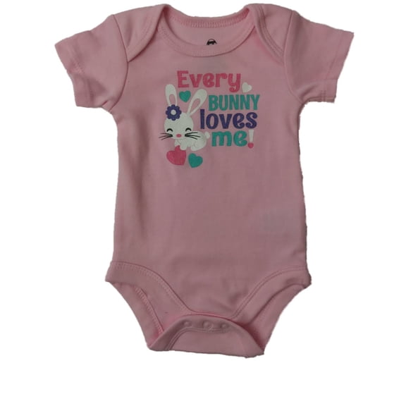 Infant Girls Everybunny Loves Me Bunny Rabbit Spring Single Outfit Baby Bodysuit