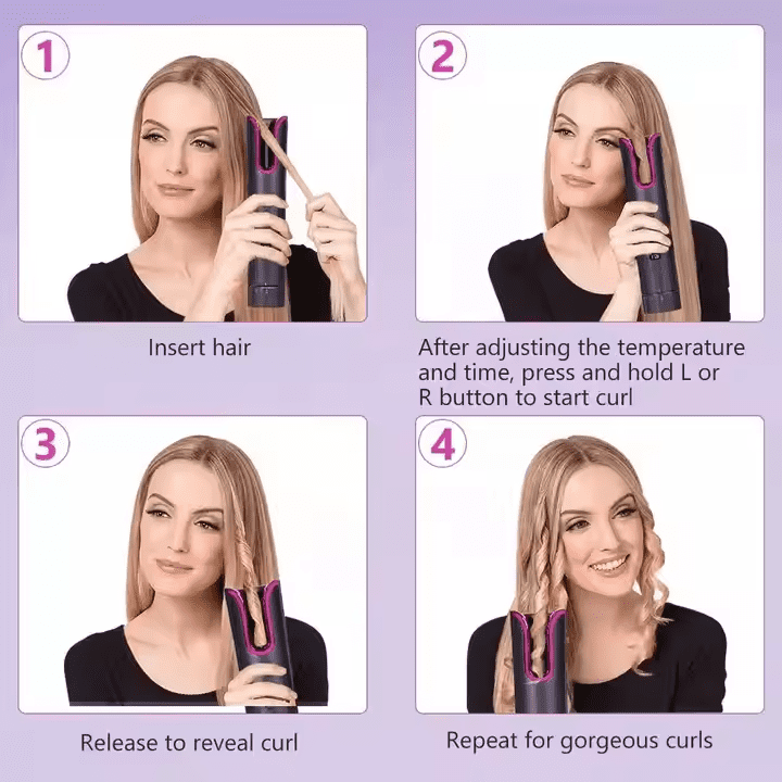 2025 latest Portable Mini Rechargeable Wireless Curling Iron - Smart Auto Ceramic Hair Curler with LCD Temperature Display