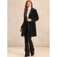 thumbnail image 4 of DARING DIVA Women's Velvet Lapel Double-Breasted Long Outerwear Winter Coats XS Black, 4 of 6