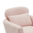 thumbnail image 6 of Boucle Fabric Accent Living Room Chair with 1 Lumbar Pillow, Modern Upholstered Armchair, Single Sofa Chair with High Back and Golden Steel Legs for Bedroom Living Room and Study, Pink, 6 of 7