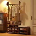 thumbnail image 1 of Organizador de Entrada 4 en 1, Perchero con Zapatero de Bambú y MDF - Closet Armable para Ropa, Bolsos y Zapatos, Mueble Multifunción para Espacios Pequeños, 1 of 8