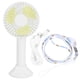 thumbnail image 1 of Mini ventilador portátil de mano con soporte, recargable por USB para uso doméstico y de oficina, color blanco, 1 of 8