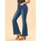 thumbnail image 4 of Pantalones Vaqueros De Mezclilla Vintage Acampanados Para Mujer Pantalones Largos Elásticos De Cintura Alta Pantalones Vaqueros Con Botones De Campana Azul oscuro XL, 4 of 6