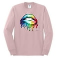 thumbnail image 2 of Wild Bobby, Colorful Neon Rainbow Biting Lips, Pop Culture, Men Long Sleeve Shirt, Light Pink, Large, 2 of 3