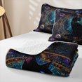 thumbnail image 4 of Manfei Boho Black Cat Quilt King, Mystic Cosmic Orbit King Coverlet Set, Black Teal, 3pcs, 1 Bedspread and 2 Pillowcases, 4 of 7