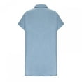 thumbnail image 4 of Deals of the Day,Bidobibo Women Summer Casual Plus Size Dresses Solid Color Lapel Collar Short Sleeve Jean Dress Button Down Straight Denim Mini Loose Dress with Pockets, 4 of 6